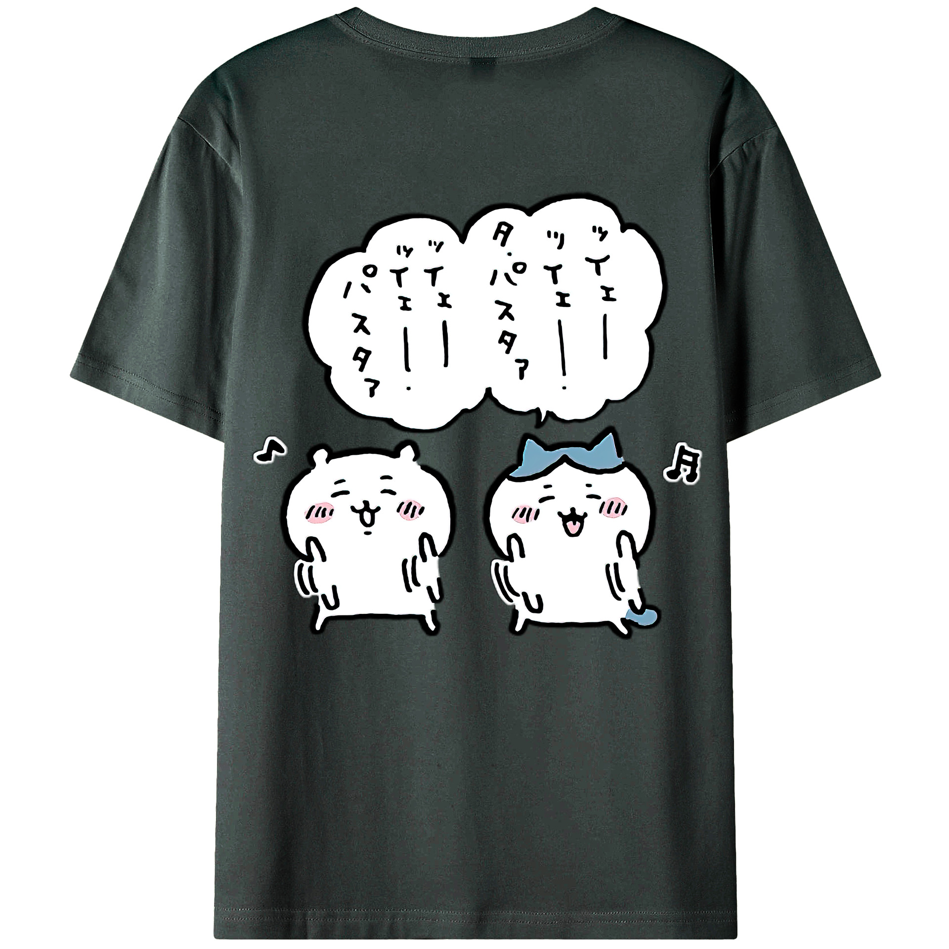 （画像用） ちいかわ ハチワレ Chii-kawa hachiware 綿100％ メンズ半袖Tシャツ（バックプリント） 通気性